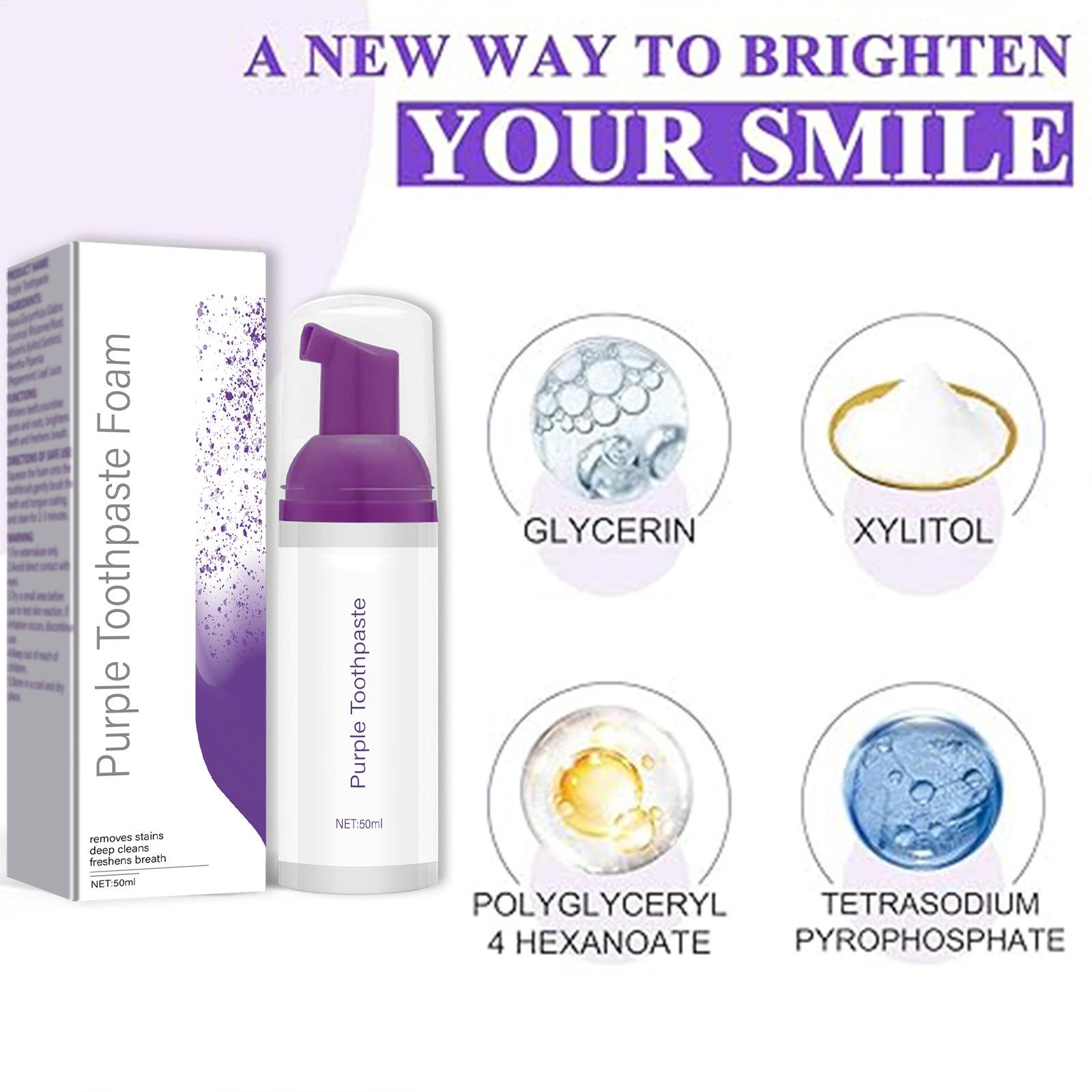 50ml Purple Whitening Toothpas - Teeth Whitening Foam Toothpaste ulasan dan harga