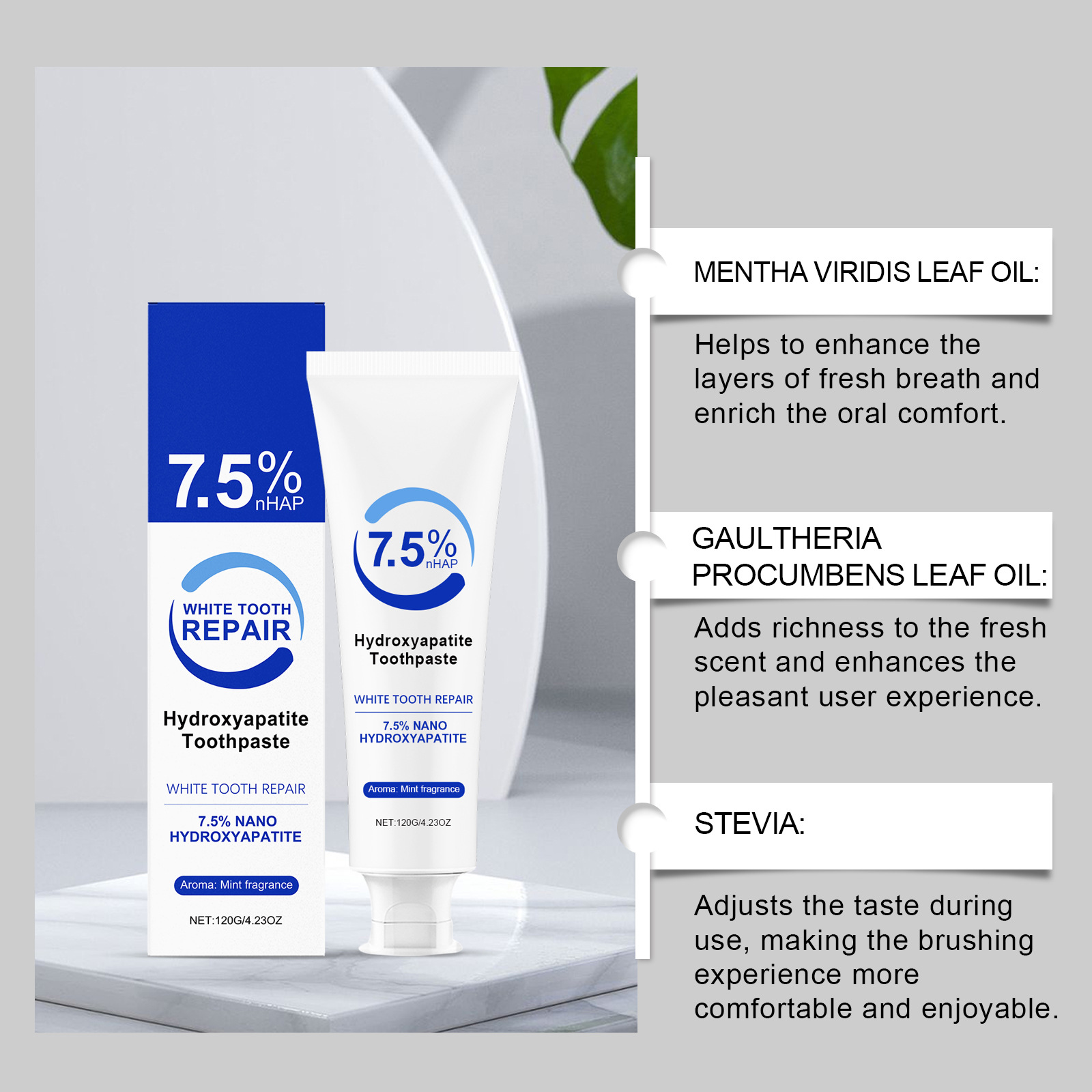 7.5% Hydroxyapatite Peppermint - Teeth Whitening Foam Toothpaste ulasan dan harga