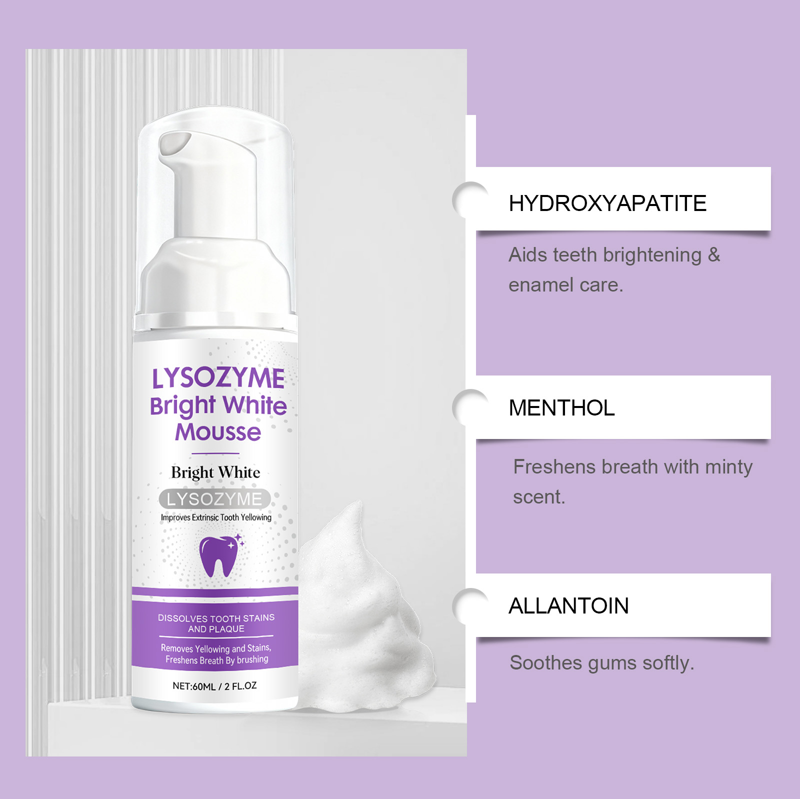 Hydroxyapatite White Teeth Mou - Teeth Whitening Foam Toothpaste ulasan dan harga