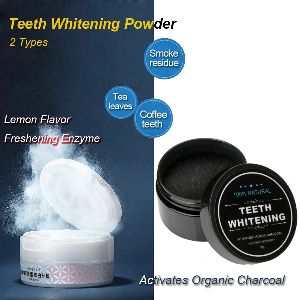 2 Types Teeth Whitening Powder - Teeth Whitening Activated Organic Charcoal ulasan dan harga