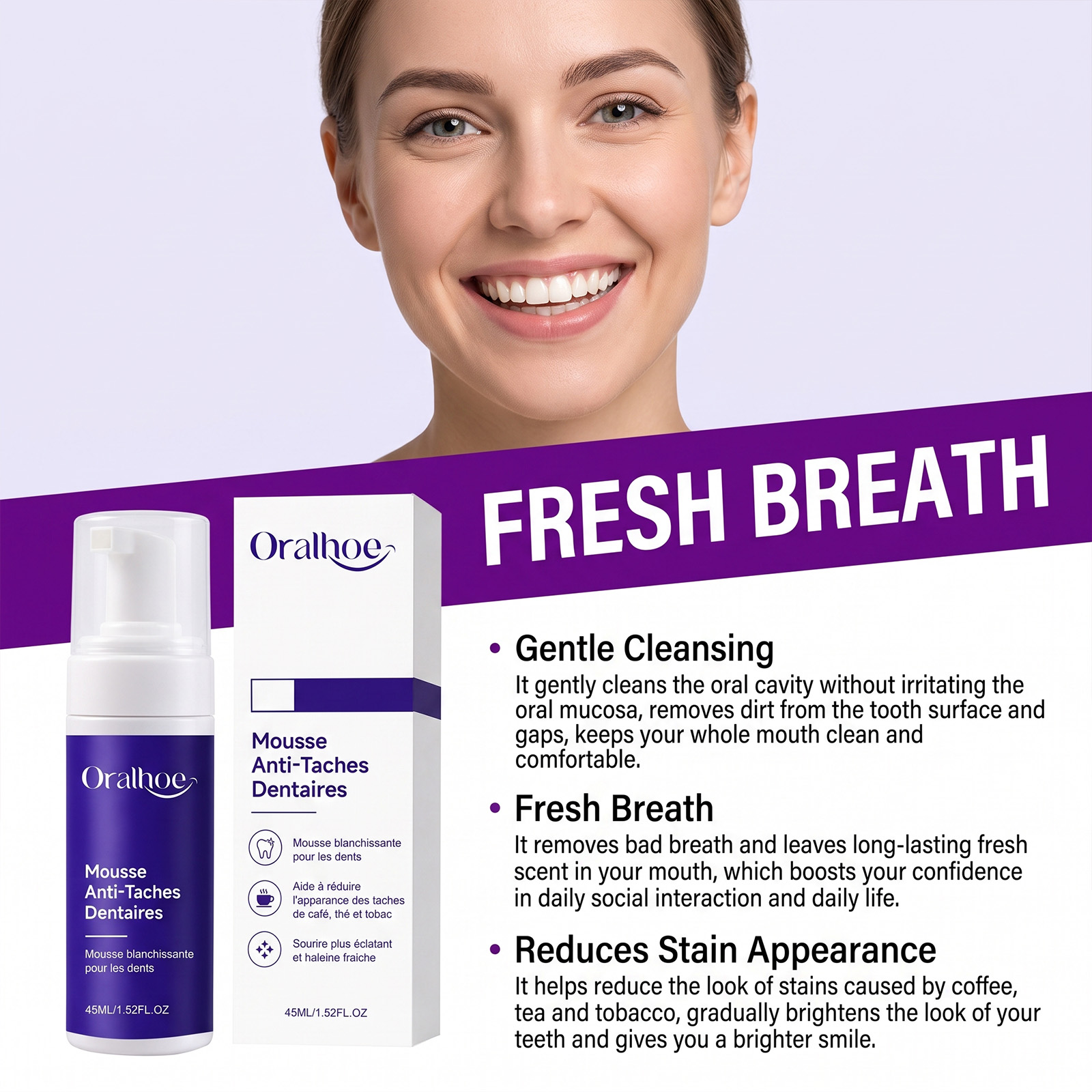 Purple Toothpaste Mousse Foam  - Teeth Whitening Foam Toothpaste ulasan dan harga